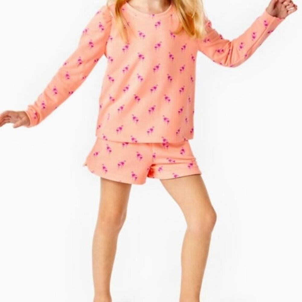 Lilly Pulitzer Mini Jansen Set Peach Hyacinth Flamingo Girls XL 14/16 NWT
